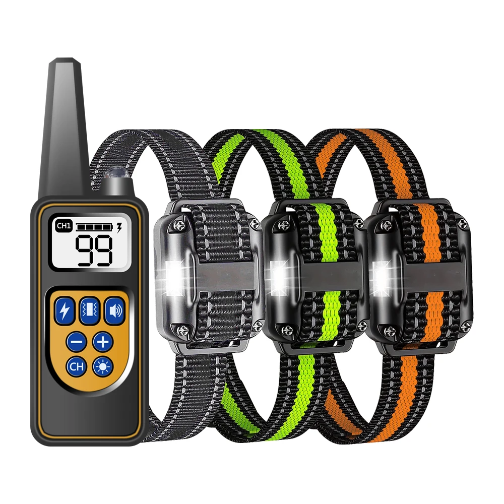Dog Collar for 3 Dogs, Waterproof Rechargeable Dog Training Collar with Remote for Small 1005006682047610