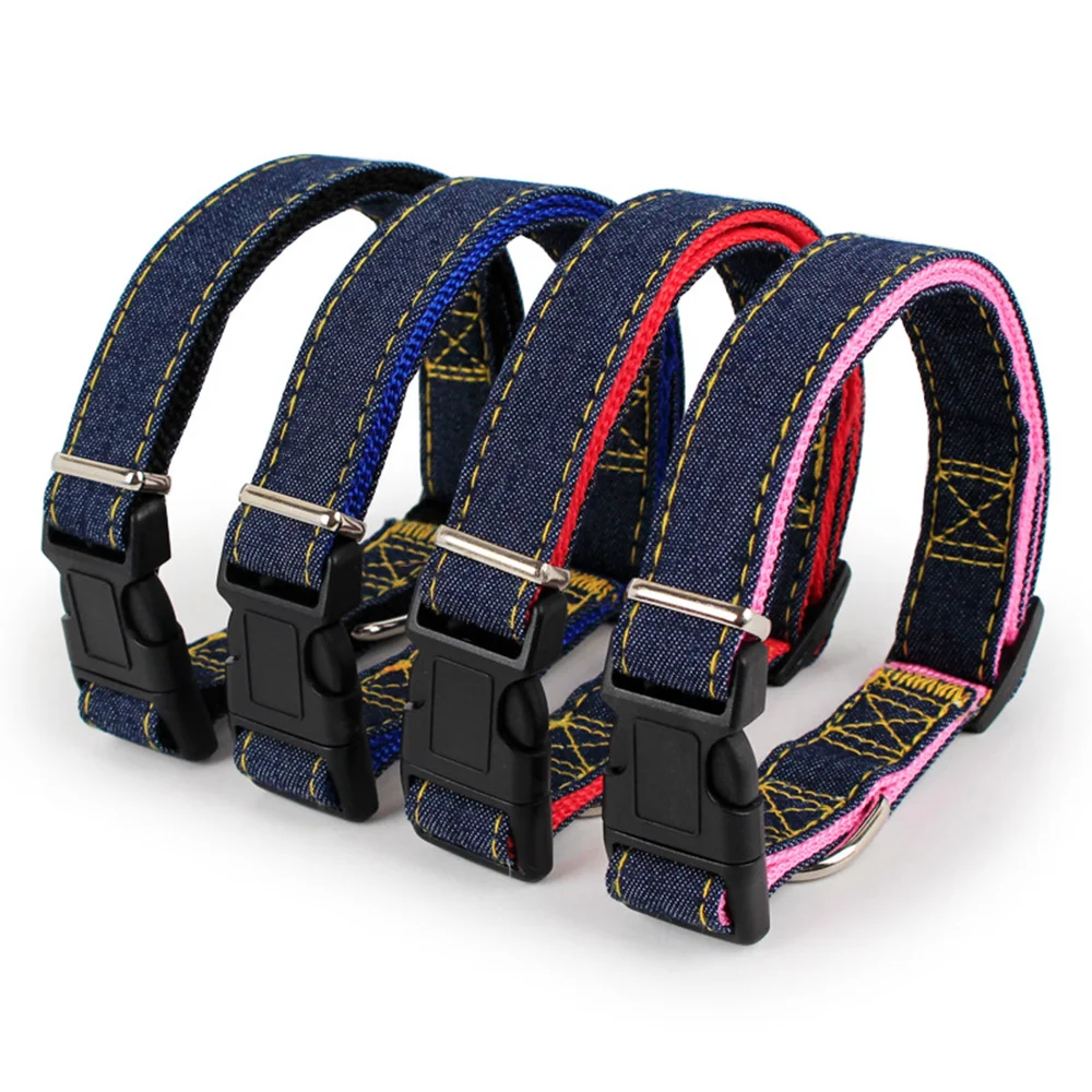 Soft & Comfy Denim Dog Collar Strong Adjustable Dog Collar with Quick Release Buckle and D-Ring for 1005006686804190