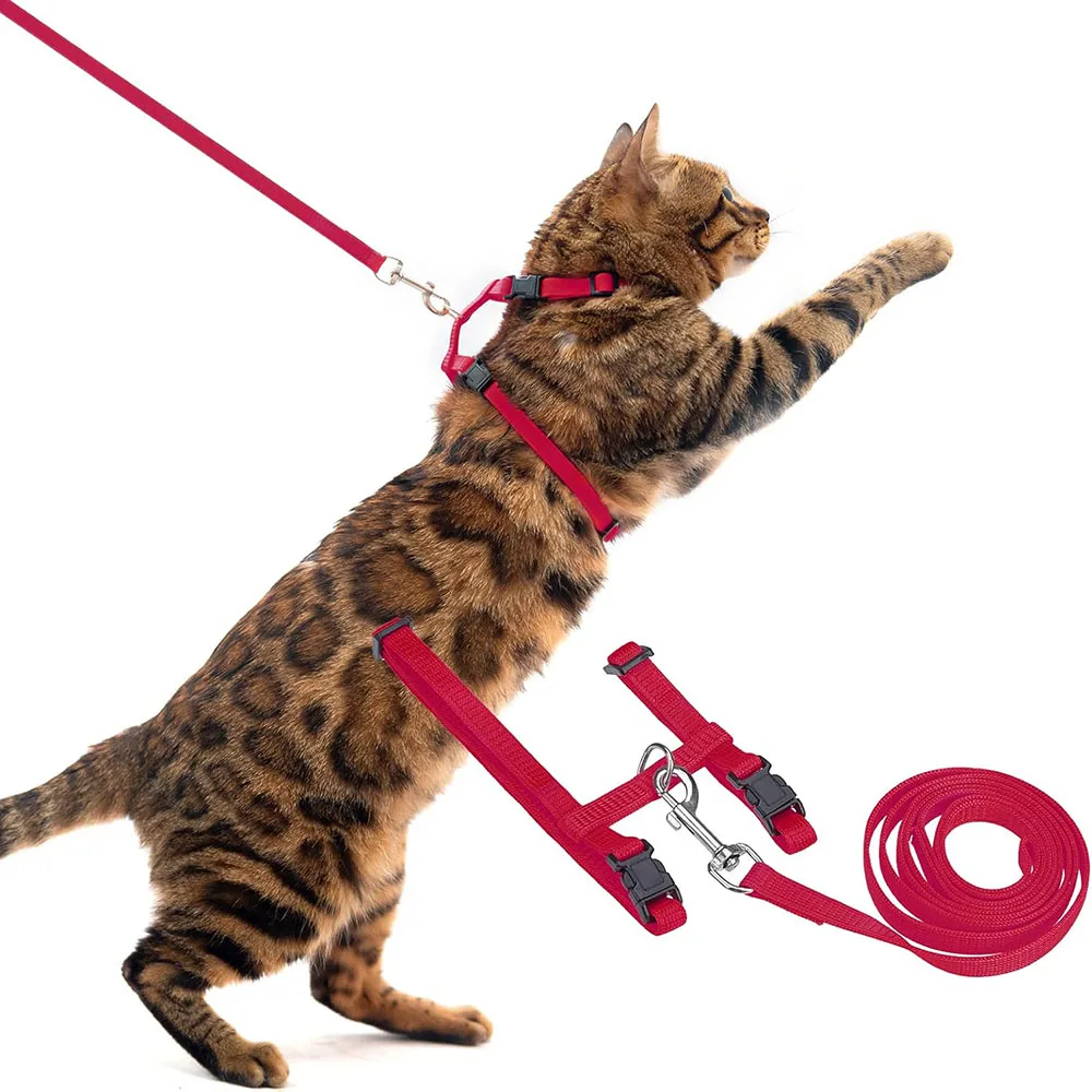 Cat Harness and Leash Set Escape Proof Adjustable Cat Harness Soft Nylon Collar Lightweight Walking 1005006713752436