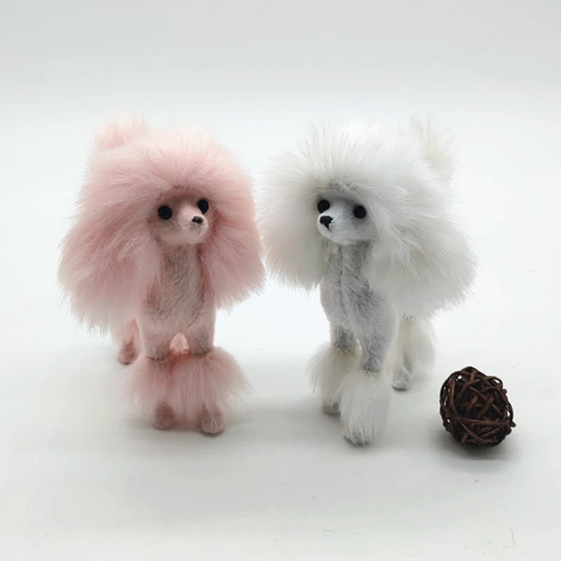 4 Inch Pink Poodle Figure Simulation Dog Plush Toys Gift Crafts Home Decoration Living Room 1005006716546813