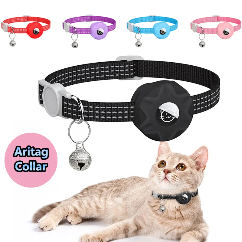 Airtag Cat Collar Positioning Tracker Silicone Sleeve Three Wire Reflective Bag Bell Dog Pet 1005006720017242