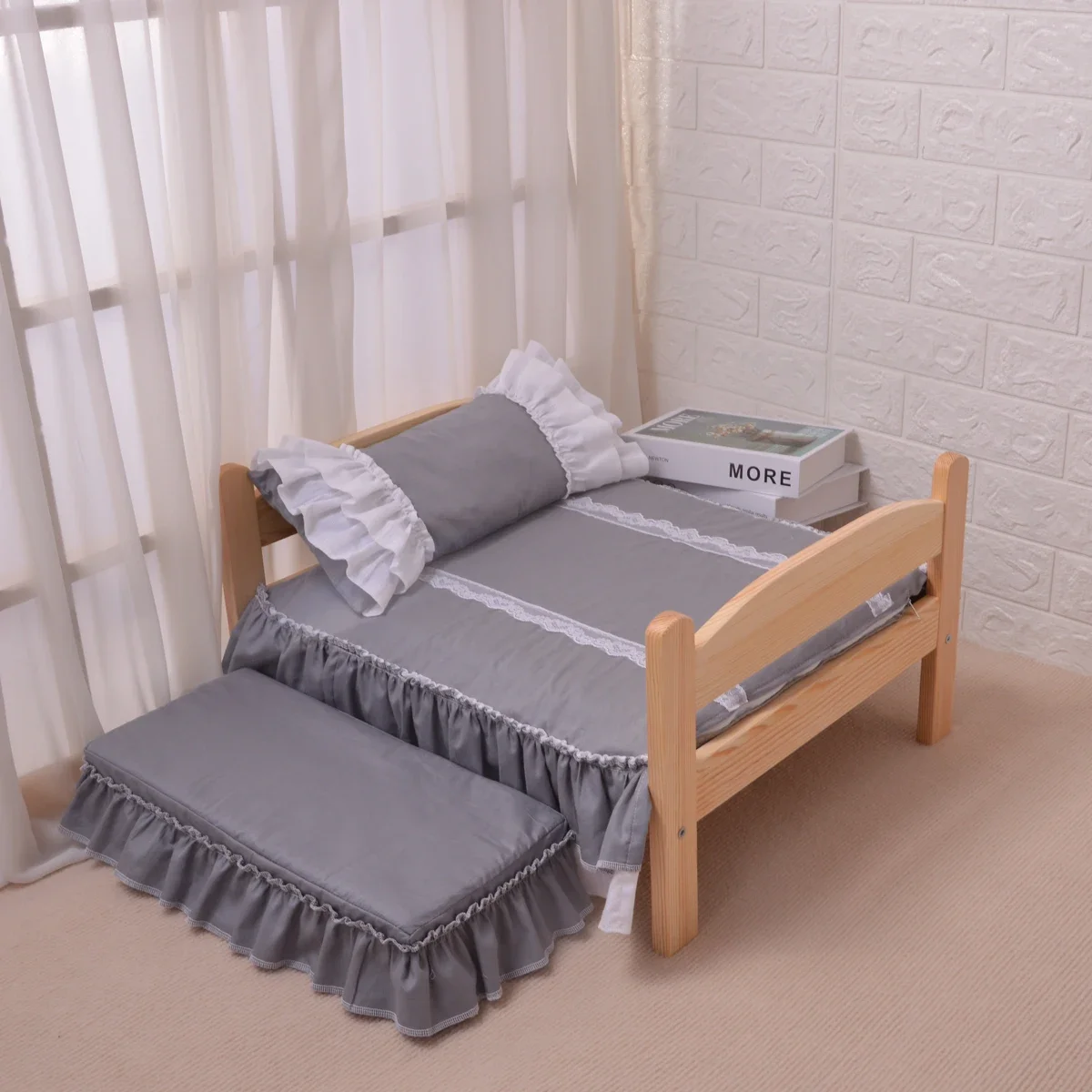 Cute Solid Wood Pet Bed Dog Comfortable Bed Free Full Set of Bedding Pet Supplies Removable and 1005006724938661