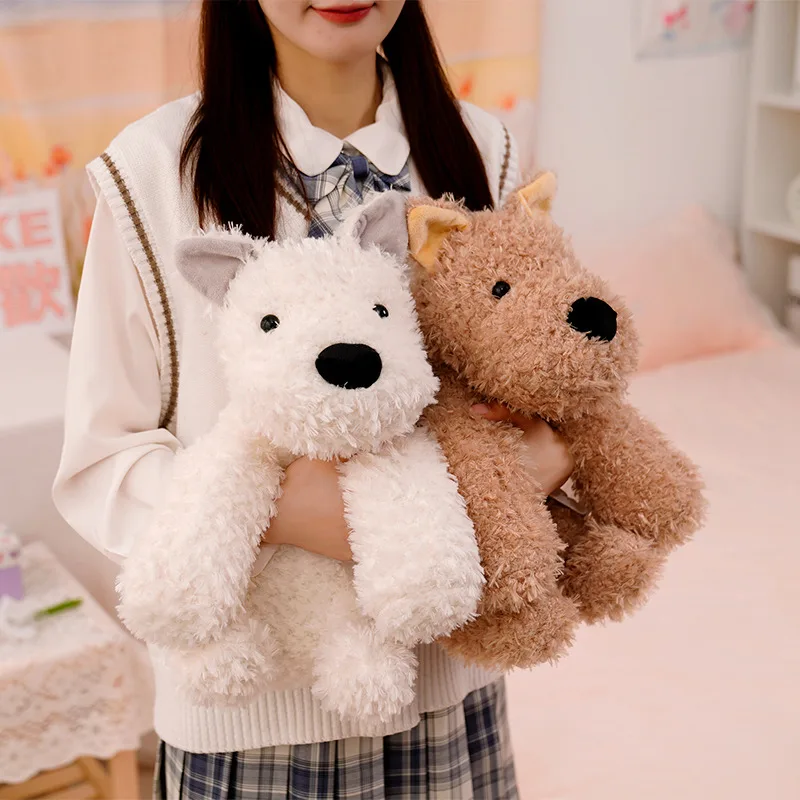New Huggable 1pc Adorable Fluffy Hair Brown Dog plush toys stuffed Lifelike Doggie Doll Baby 1005006725243774
