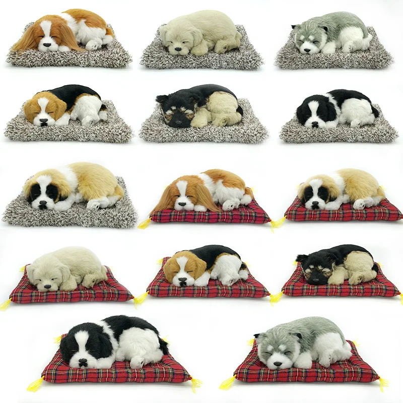 Simulation Puppy Doll Toys Car Ornament Realistic Sleeping Dog Plush Doll Pad Activated Charcoal 1005006732494746