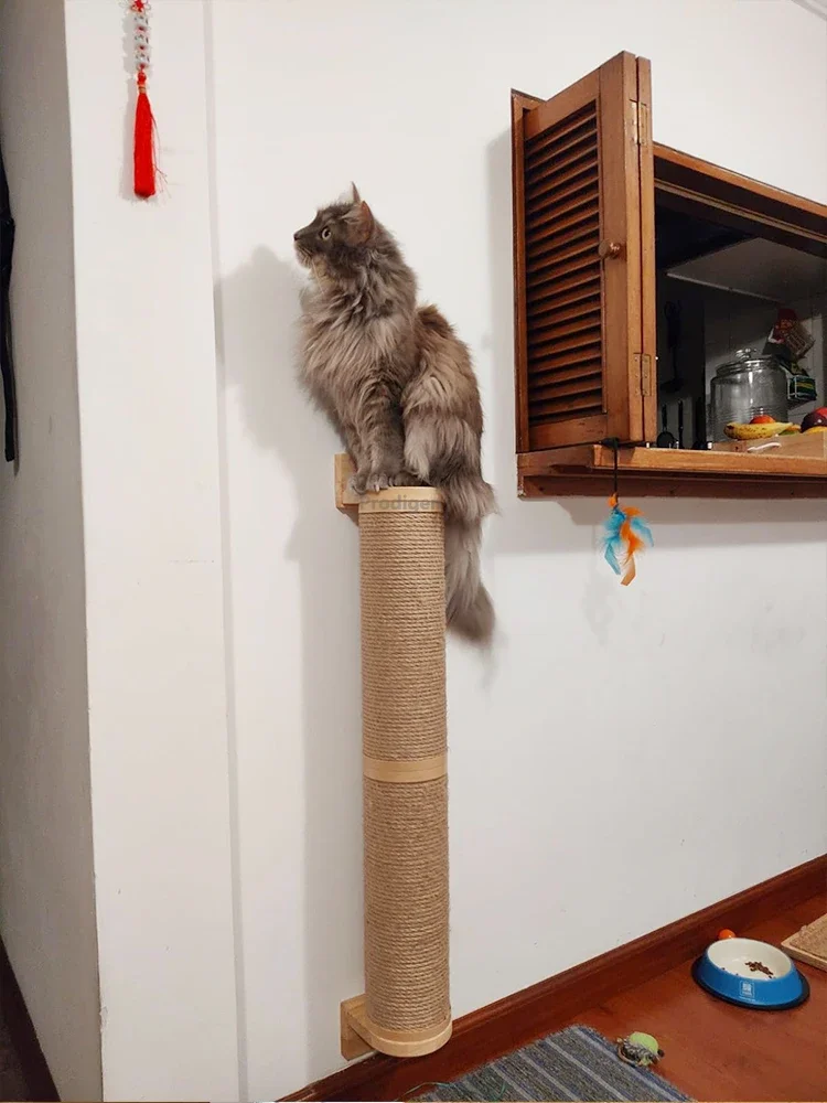 Wall Mounted Cat Scratching Post Furniture Wood Kitten Scratcher Tree for Large Cats Thicker 1005006744397168