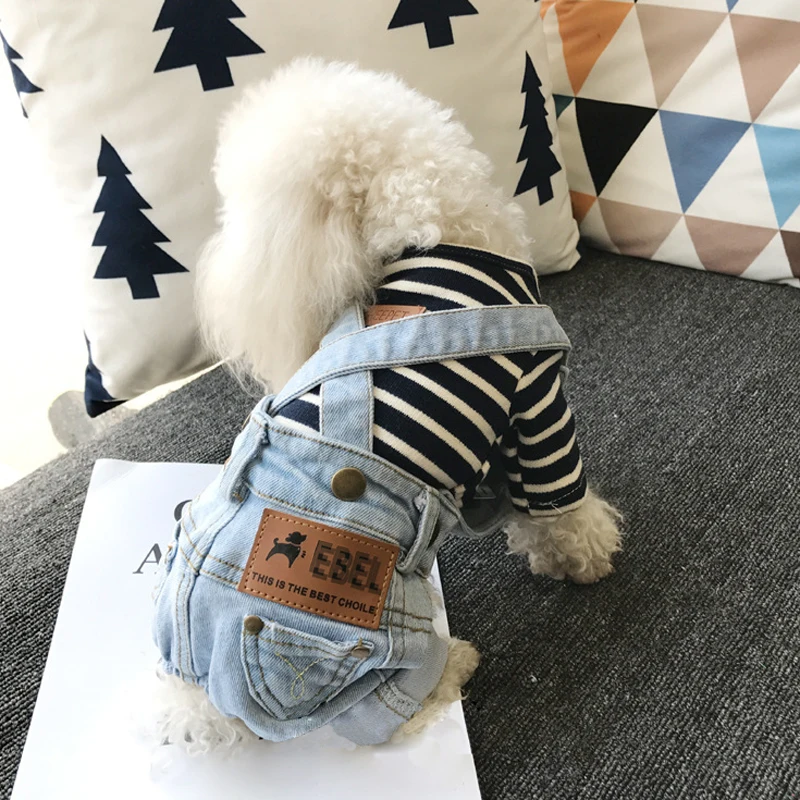 2024 New Denim Pet Dog Overalls Spring Summer Puppy Vest Cowboy Dog Clothes Puppy Teddy Denim 1005006754110219