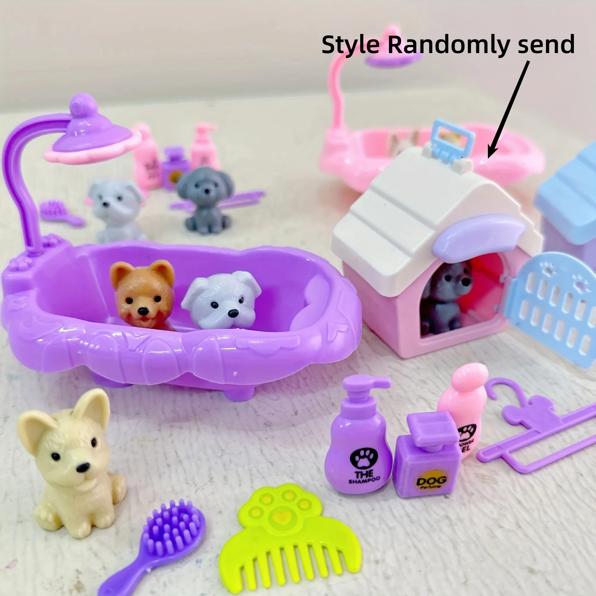 Cute Dog Pet Basket Family Toys Dog Doll Set Cage Toys Scene Playing Toys Christmas Decoration 1005006754357588
