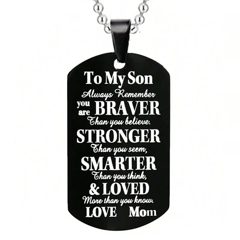 Big Black Stainless Steel Dog Tag Necklace To My Son Grandson Inspirational Necklaces Jewelry 1005006756323727