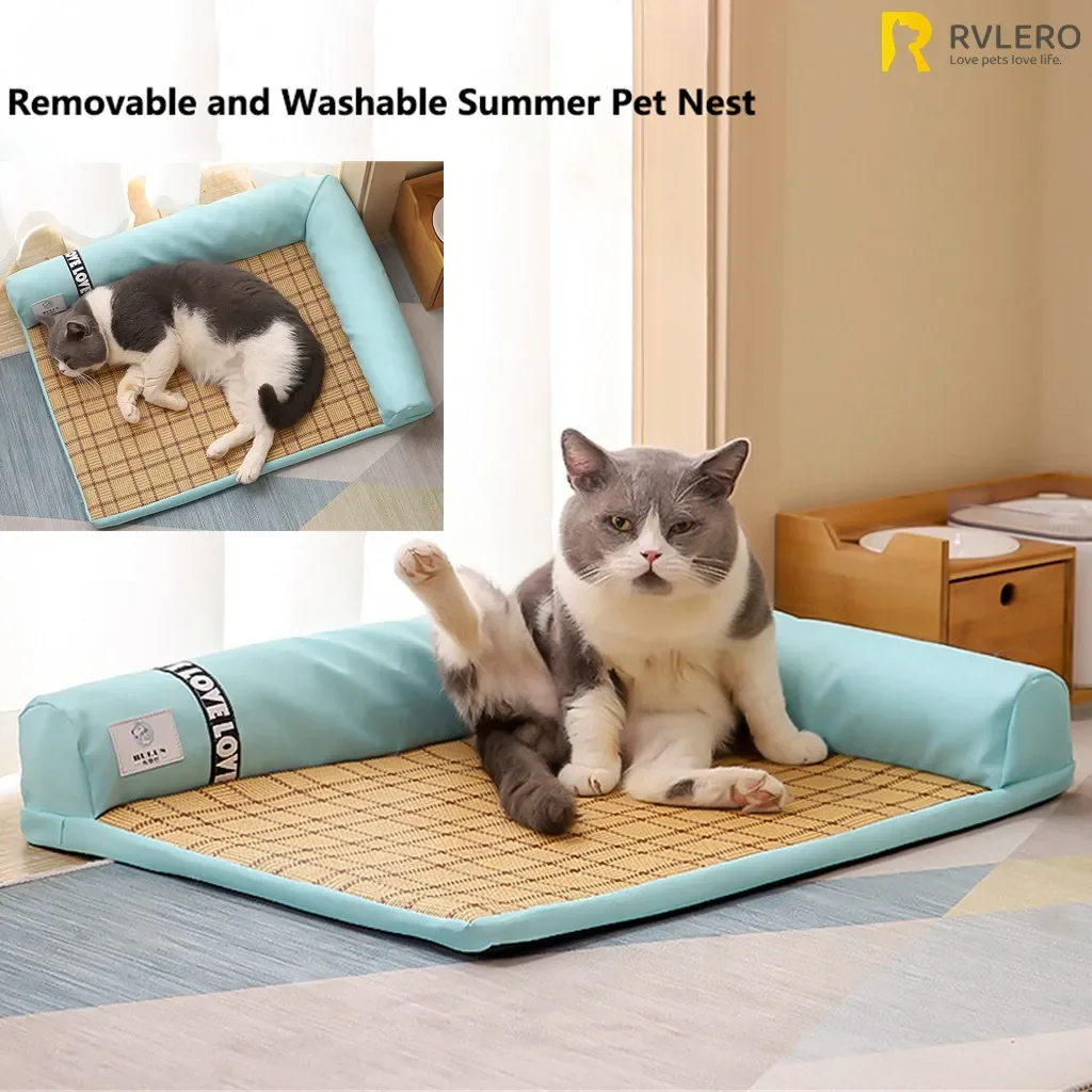 Summer Pet Cooler Cat Kennel Dog Kennel Ice Cool Cooling Rattan Mat Pet Bed Removable Washable 1005006758998125