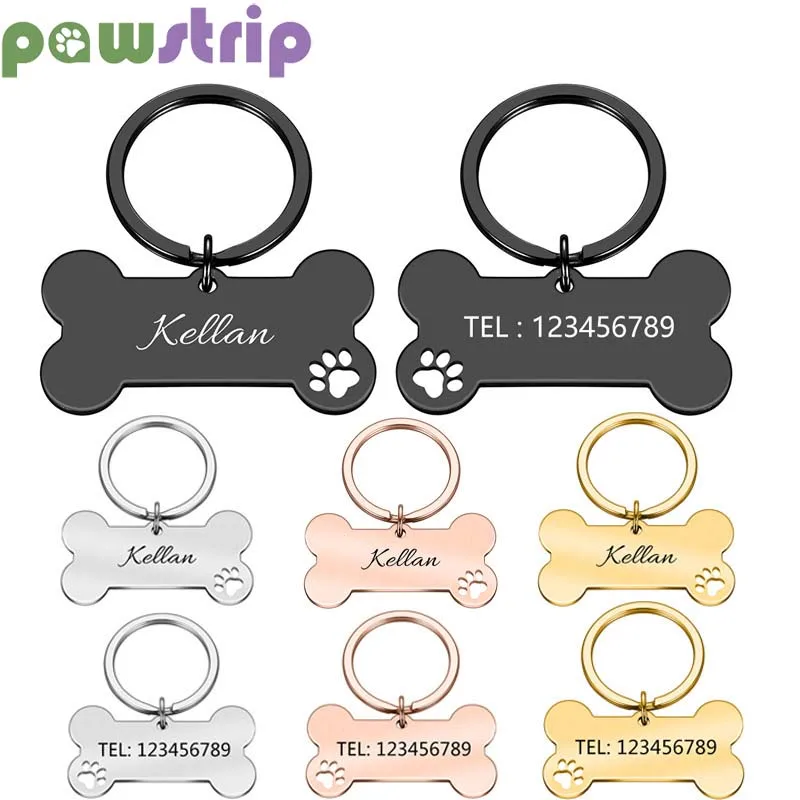 Personalized Pet ID Tag Keychain Engraved Pet ID Name for Cat Puppy Dog Collar Tag Bone Shape 1005006766918916