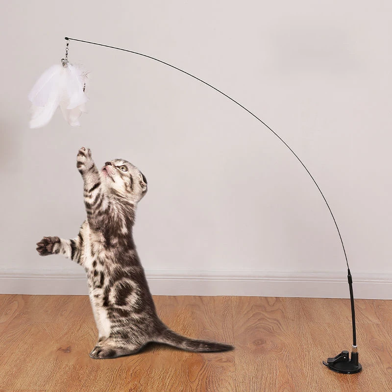 Interactive Cat Toy Handfree Cat Stick Playing Kitten Playing Teaser Wand Toy Suction Cup 1005006770899807