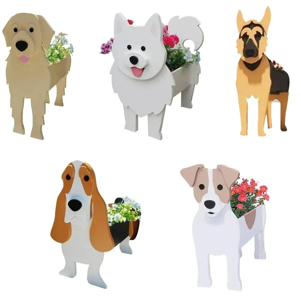 Cute Dog Shaped Planter Garden Flower Pot Samoyed Labrador Shepherd Dog Vase Pots PVC Home Outdoor 1005006778912635