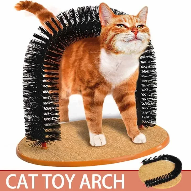 Cat Toy Arch Self Groome Pamper Feline with A Massage Grooming Rubbing Brush with Scratching Pad 1005006787594976