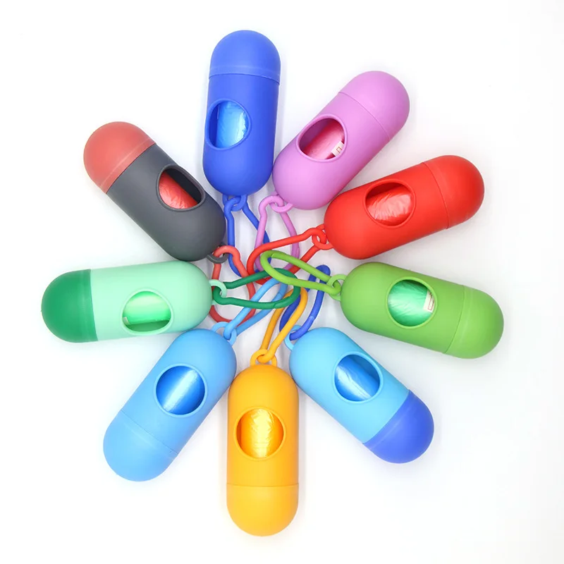 Dog Poop Bag Holder Portable Pet Waste Bag Dispenser Capsule Shape Dog Garbage Holder Dispensers 1005006788714845