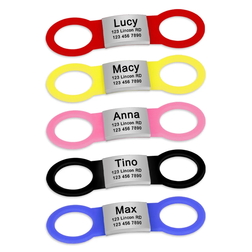 Nameplate Engraved Id Tag Dog Cat Collar Stainless Personalized Silicone Customize Anti-lost 1005006794756585