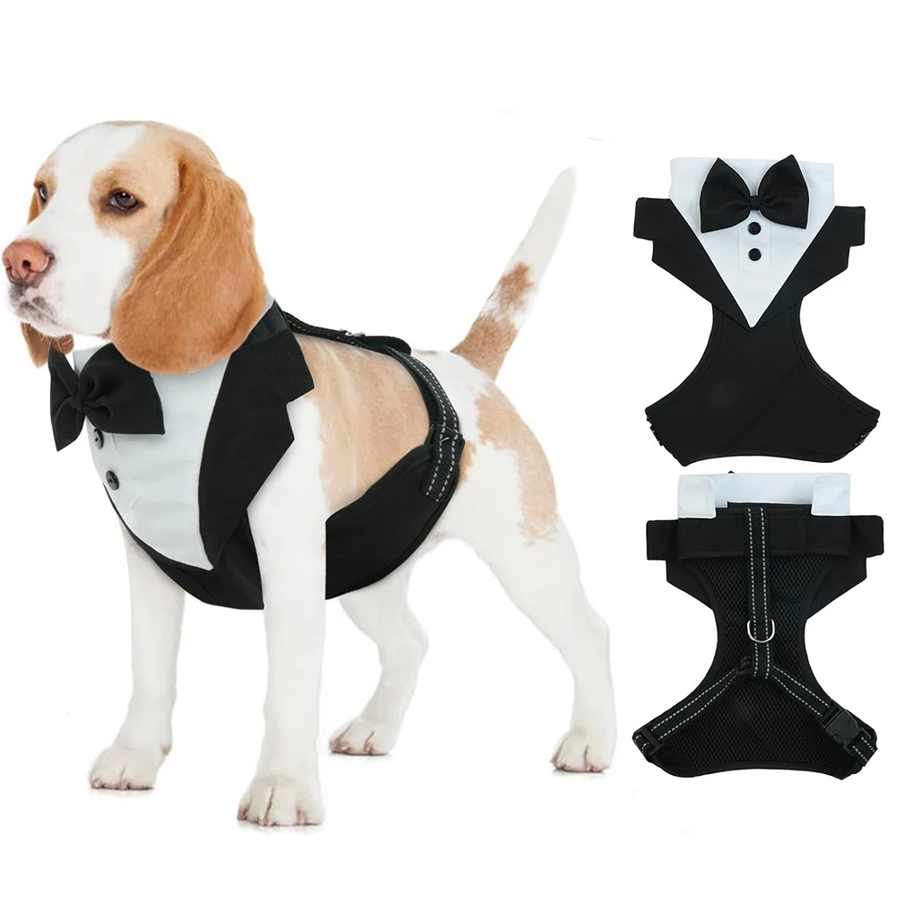 Dog Tuxedo Harness Engagement Birthday Valentines Wedding Costume Adjustable Bow Tie Pet Vest 1005006806809498