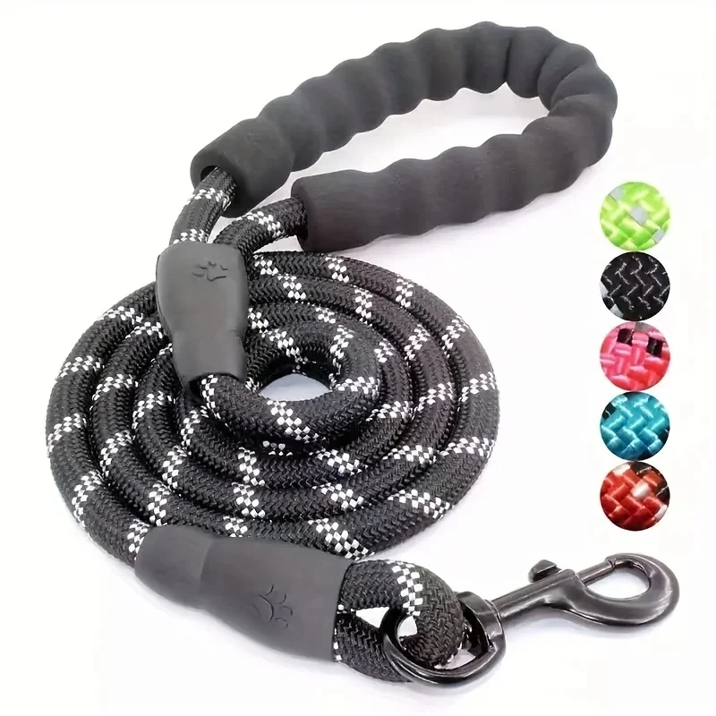 Reflective Dog Leash With Comfortable Padded Handle, Double Heavy Duty Traction Rope For Strong Dogs 1005006811673926