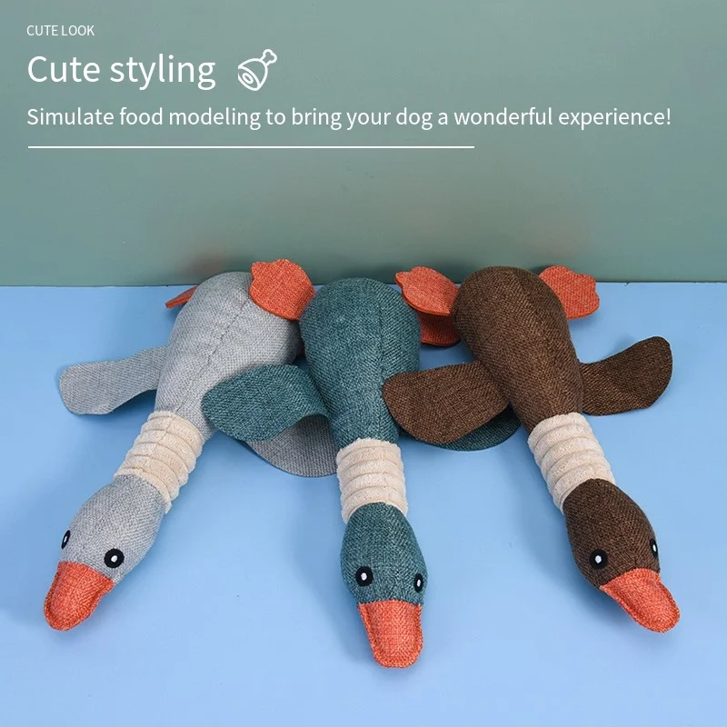 Cute Dog Plush Toys Pet Duck Squeak Training Toy for Puppy Sound Wild Goose Chew Squeaky Toy for 1005006813780371