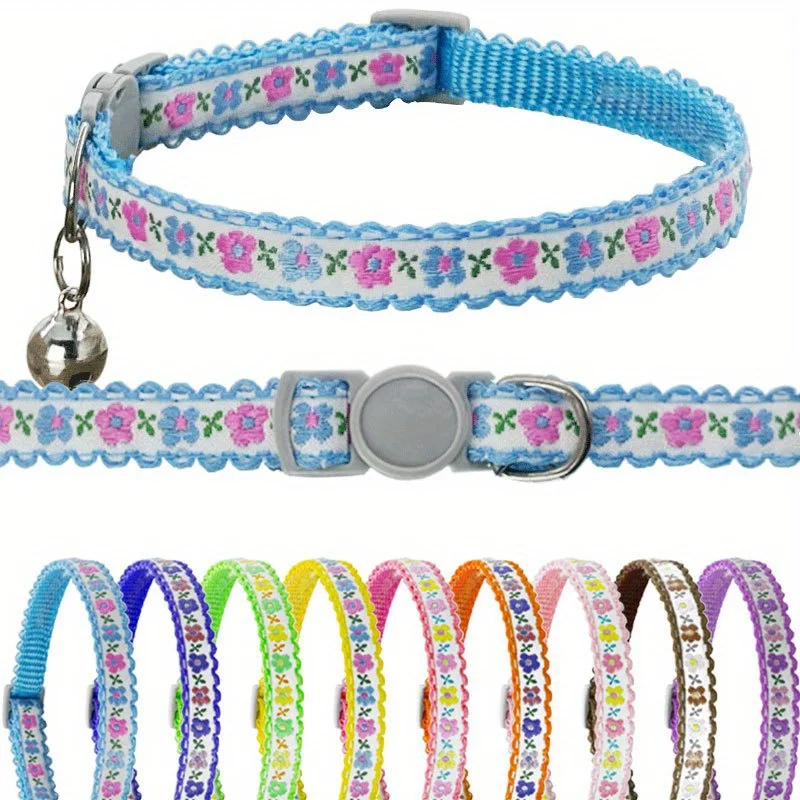 Exquisite Floral Embroidered Cat Collars, Adjustable And Durable Pet Collars, Cat Supplies 1005006815743235