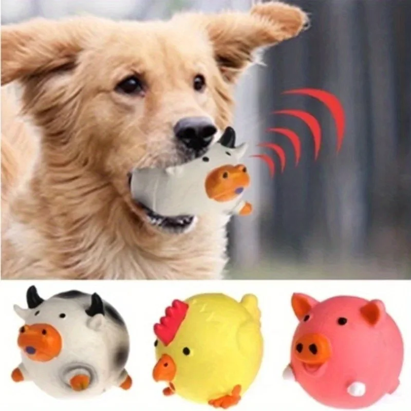 Animals Design Durable Dog Chew Toys Pigs, cows, chickens, Tough Squeaky Dog Grinding Teeth Toys 1005006821586214