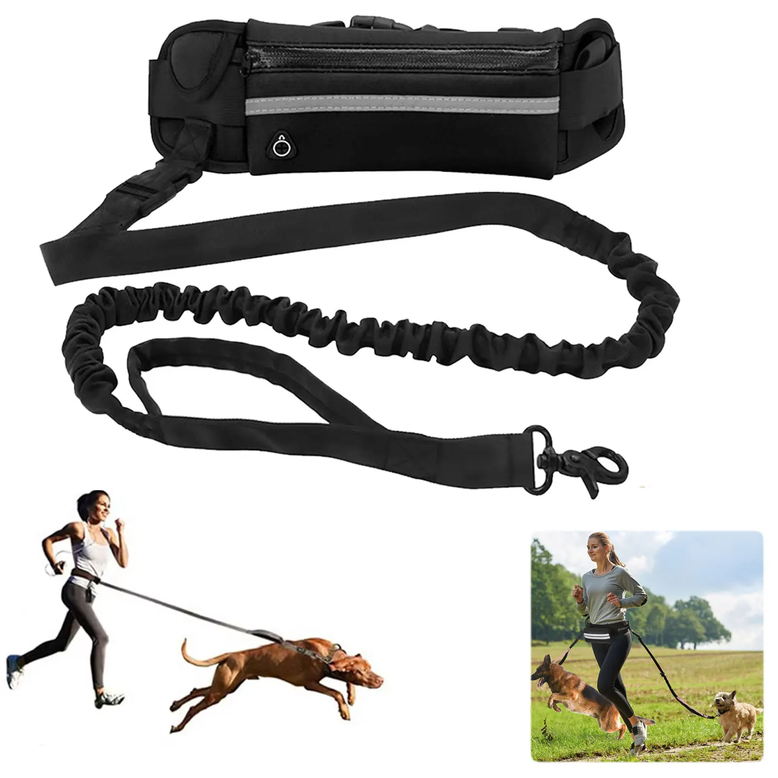 Hands Free Dog Leash Reflective Leash with Waist Bag Retractable Elastic Belt Dog Traction Rope for 1005006825207710