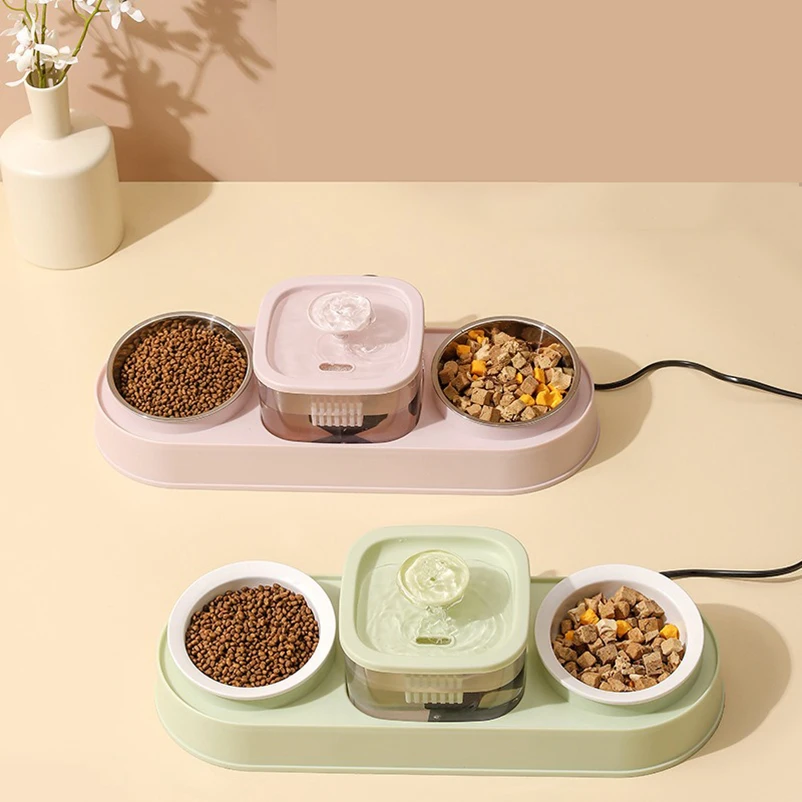 Cat Food Bowl Pet Automatic Feeder Water Dispenser Dog Cat Food Container Drinking Dish Anti Slip 1005006826021116