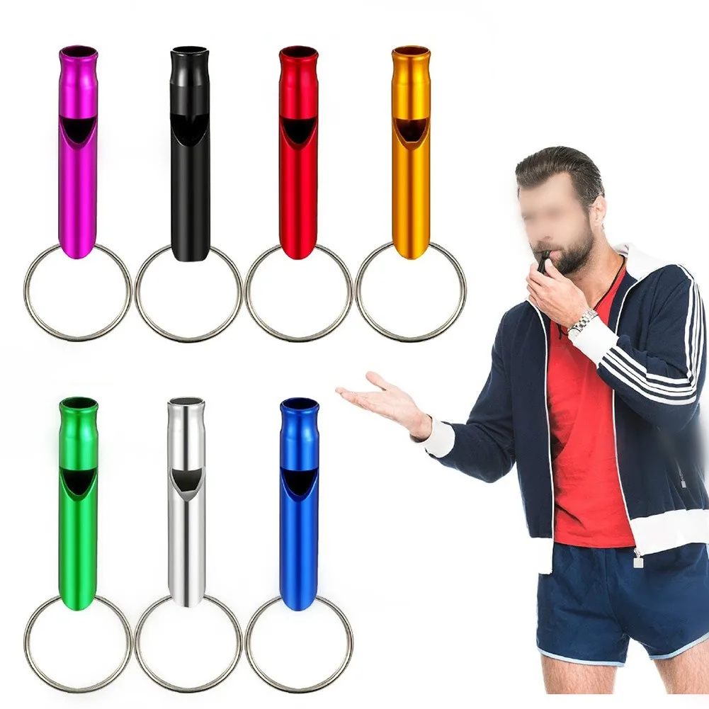 1Pcs 45x8mm Aluminum Alloy Mini Survival Metal Whistle Distress Pet Training Feeding Helper Whistle 1005006826790201