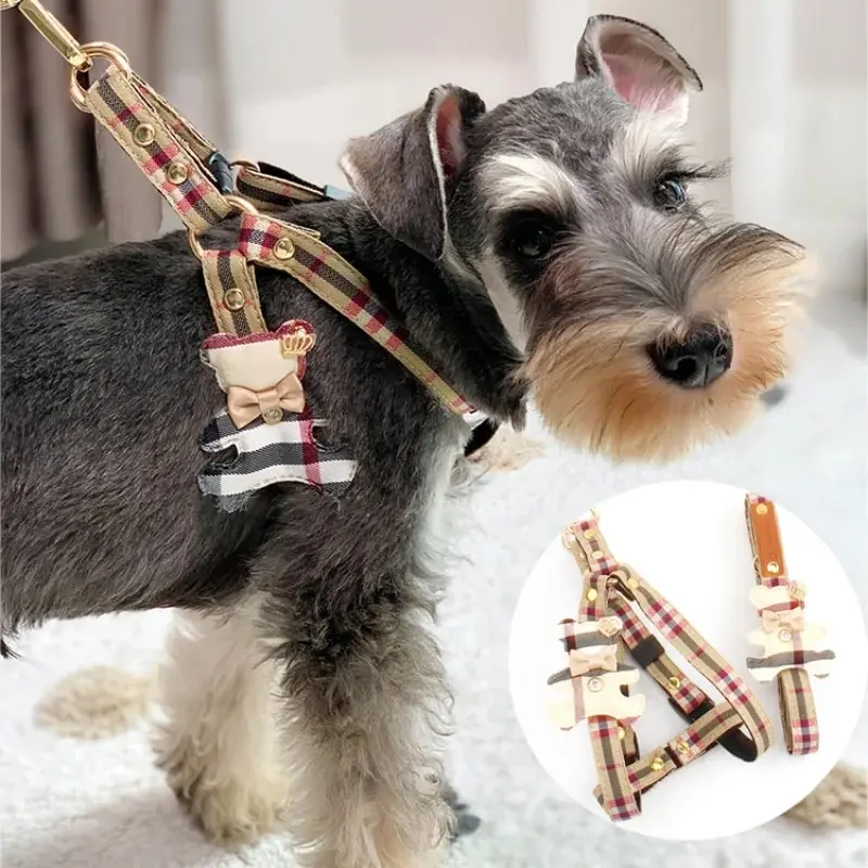 2pcs/Set Pet Vest Lovely Collar, Dog Harness Leash Cat British Style Accessories 1005006829369078