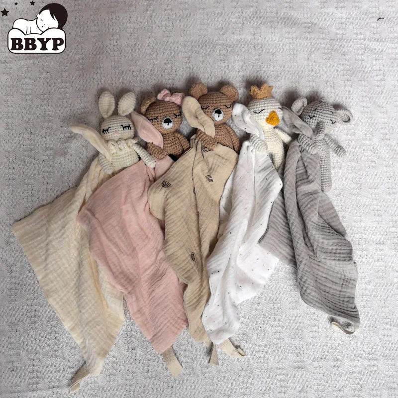 Handmade Baby Cotton Muslin Comfortable Blanket Cute Cat Doll for Infant Kids Sleep Appease Towel 1005006834893509