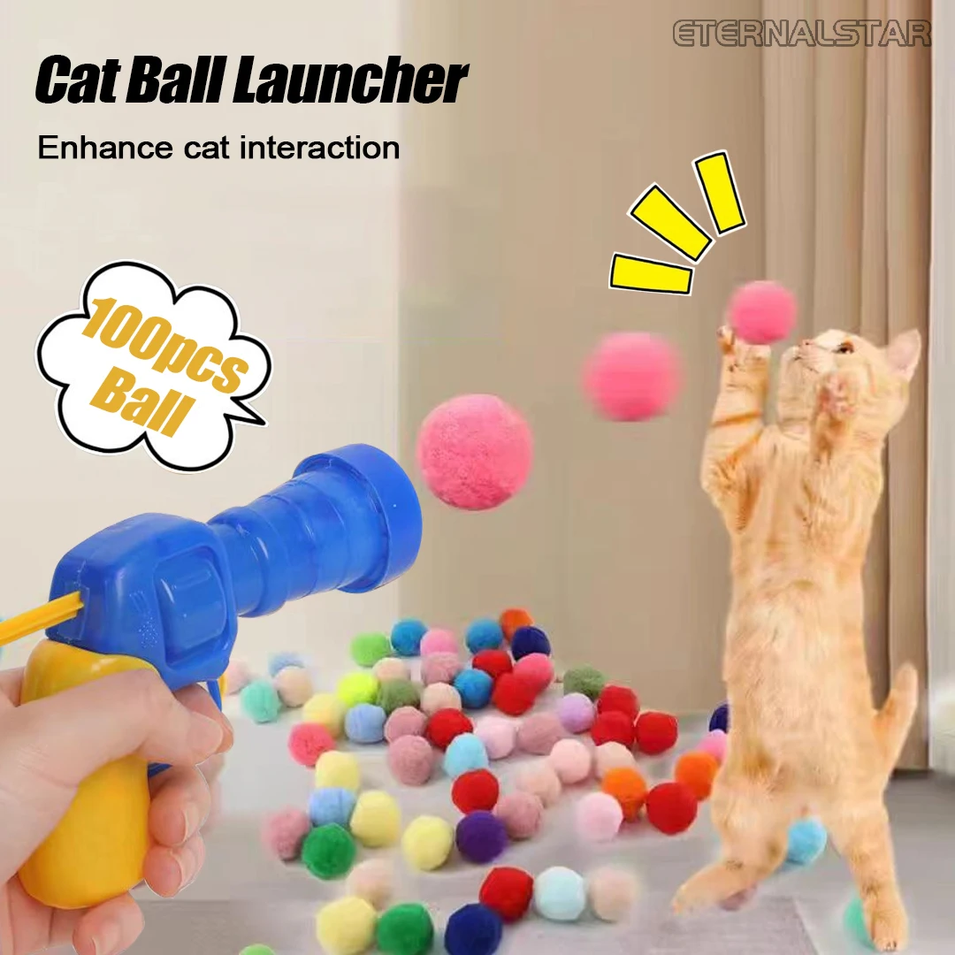 Creative Cat Toys Interactive Launch Training Kittens Mini Pompoms Games Stretch Plush Ball Toys 1005006835735525