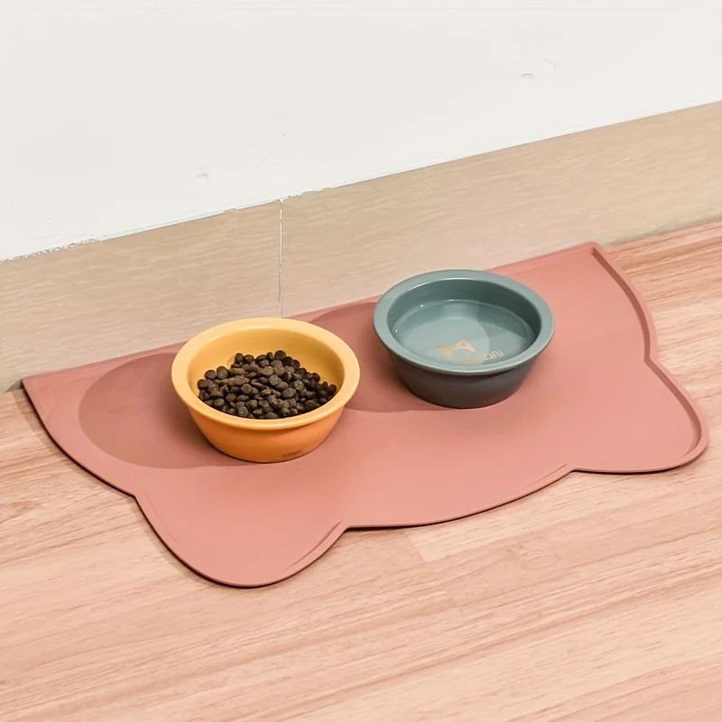Pet Feeding Mat For Dogs & Cats, Thin Silicone Waterproof Cat Food Mat Cat Bowl Mat With Raised Edge 1005006847389288