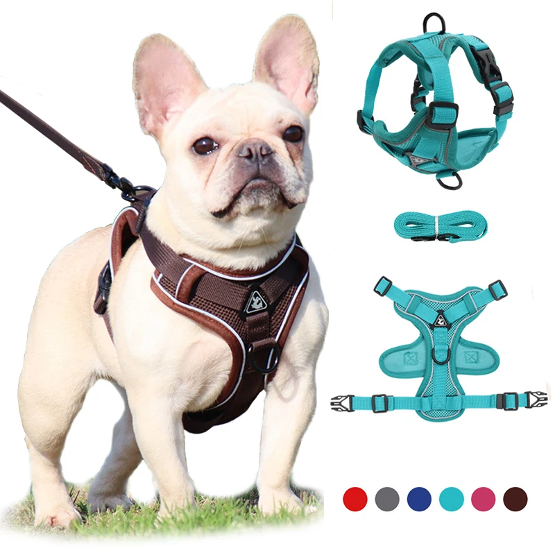 Dog Vest Harness Leash Set Adjustable Pet Harness Vest For Small Dogs Cats Reflective Mesh Dog 1005006850029303
