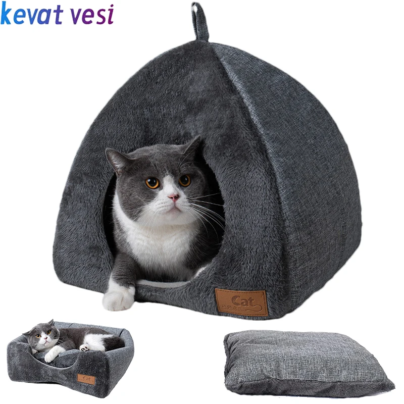 Winter Warm Cat Bed Comfortable Foldable Cat's House Plush Pet Soft Bed Sofa for Small Medium Dogs 1005006850244519