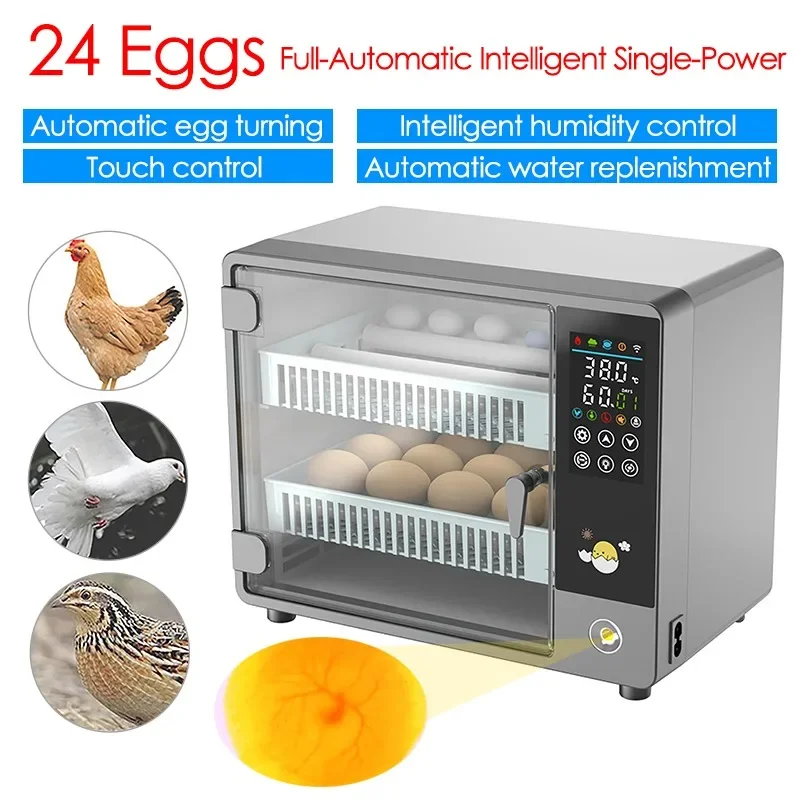 24 Eggs Incubator Fully Automatic Turning Hatching Brooder Farm Bird Quail Chicken Poultry Farm 1005006855040051