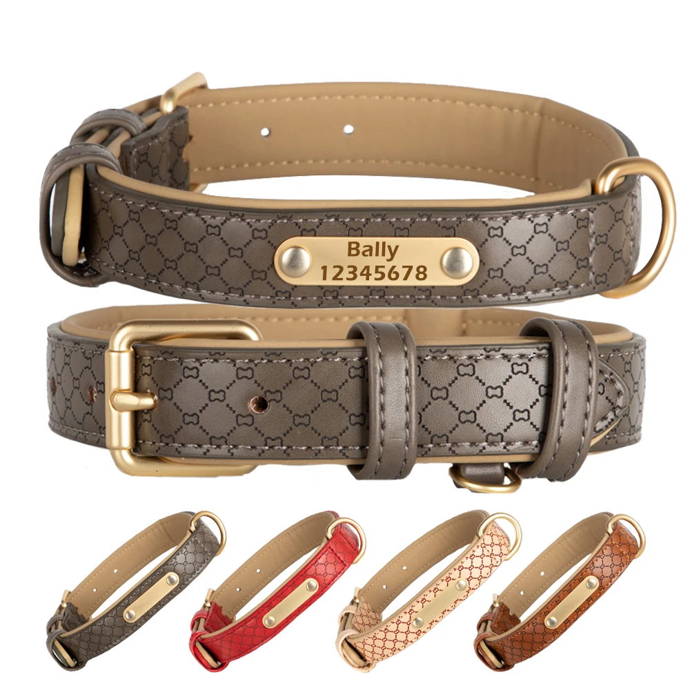 Engraved ID Tag Dog Collar for Small Large Dog Personalized Custom Nameplate Leather Collar Cat 1005006855385688