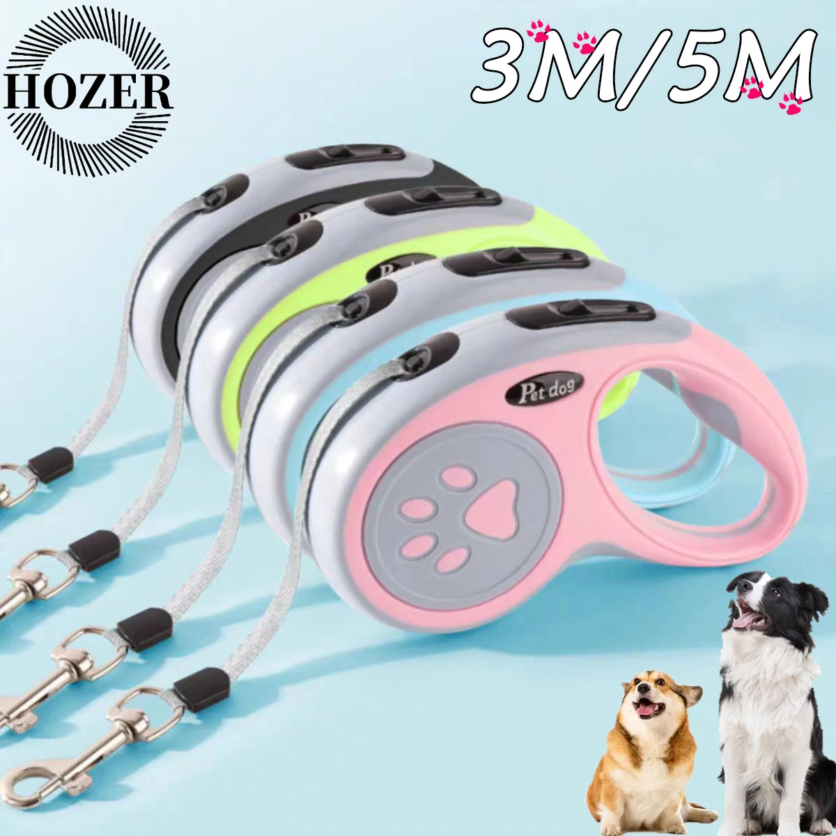 3-5M Nylon Dog Leash Automatic Retractable Durable Cat Lead Extending Puppy Walking Running 1005006857404296