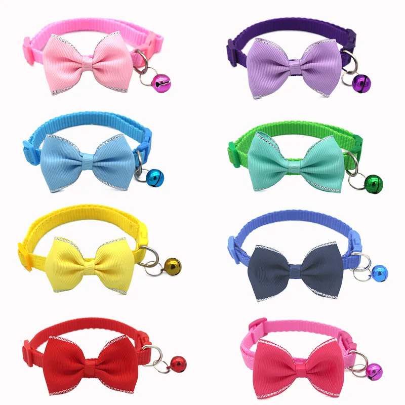 Pet Collars New Pet Bow Bell Collars Cute Cat Collars Pet Supplies Multicolor Adjustable Pet 1005006858914379