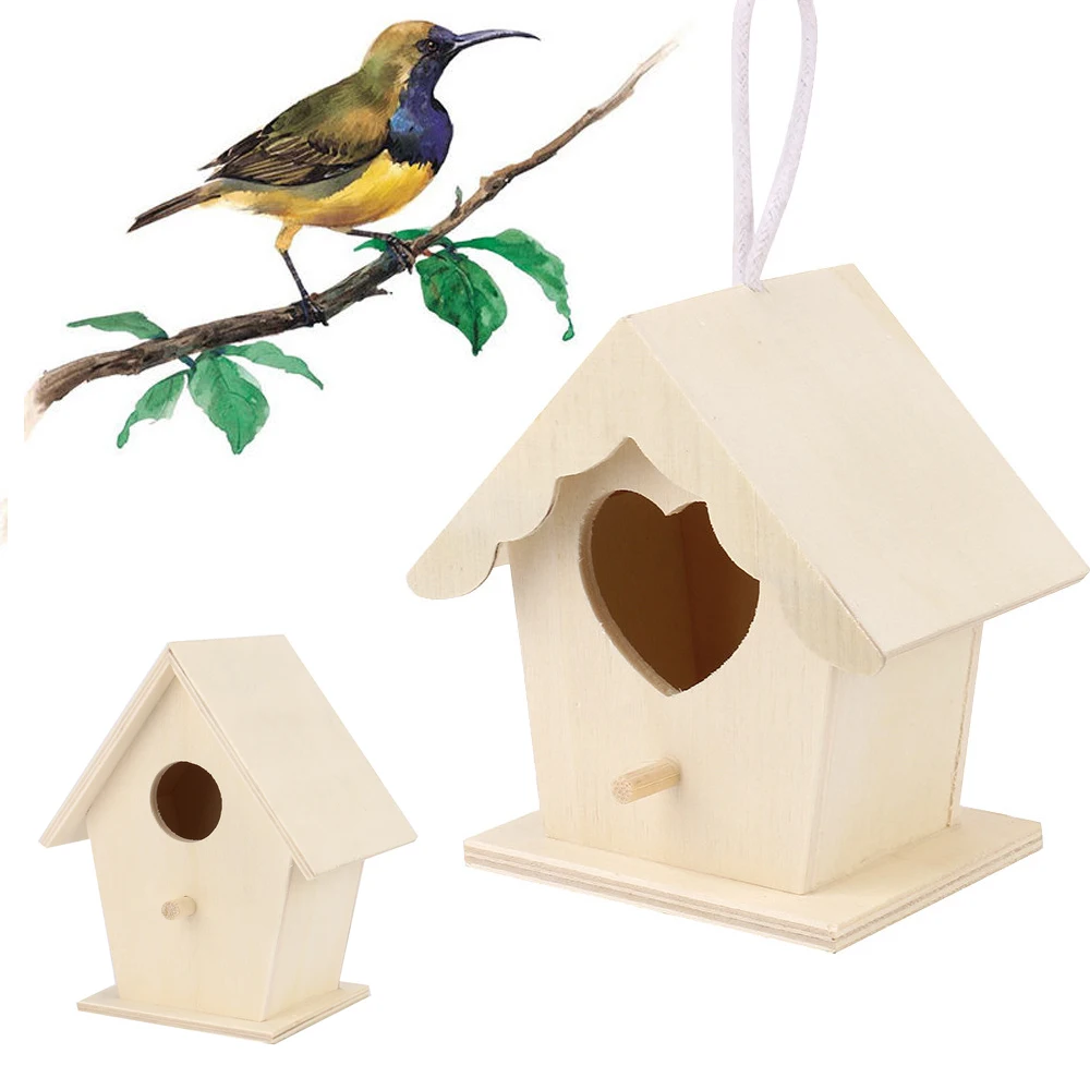 Wooden Mini Bird Cage Outdoor Hanging Birdhouse Box Garden Bird Cages Home Yard Decoration Bird 1005006865002741