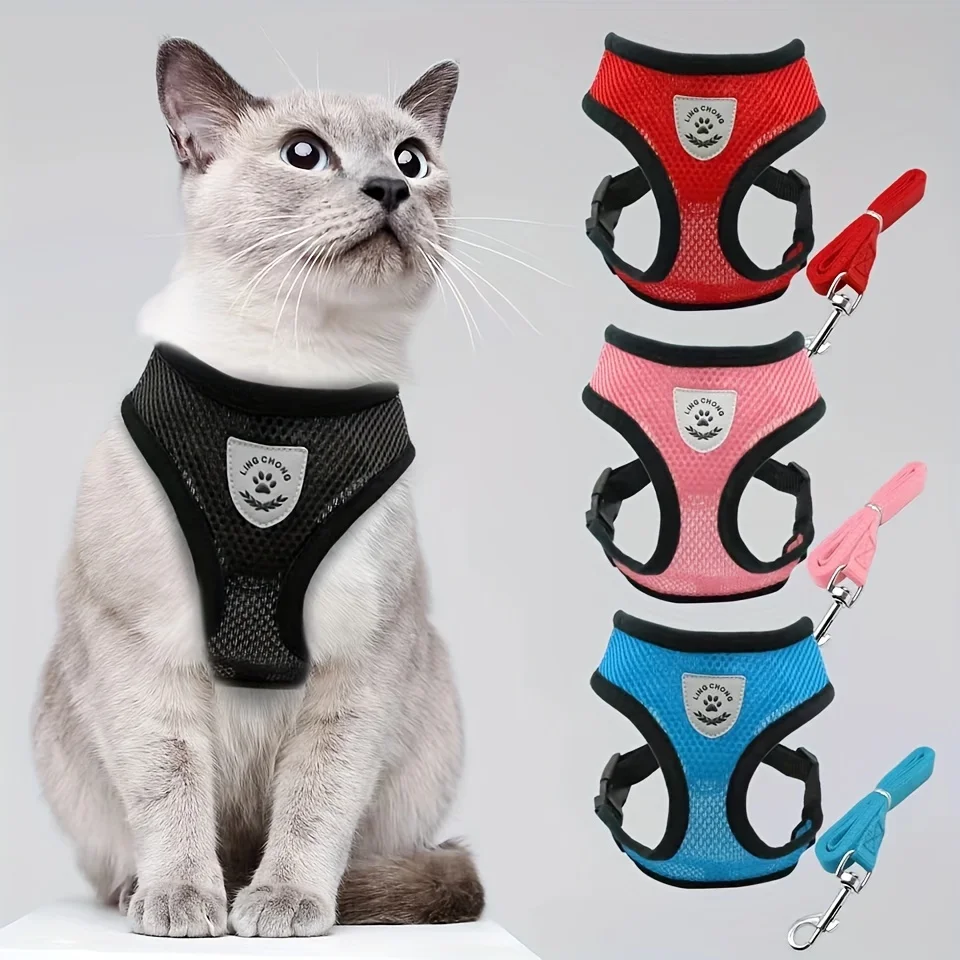 Cat Harness Adjustable, Escape-Proof Breathable Mesh with Reflective Vest 5-Foot Leash, Safe 1005006873925173
