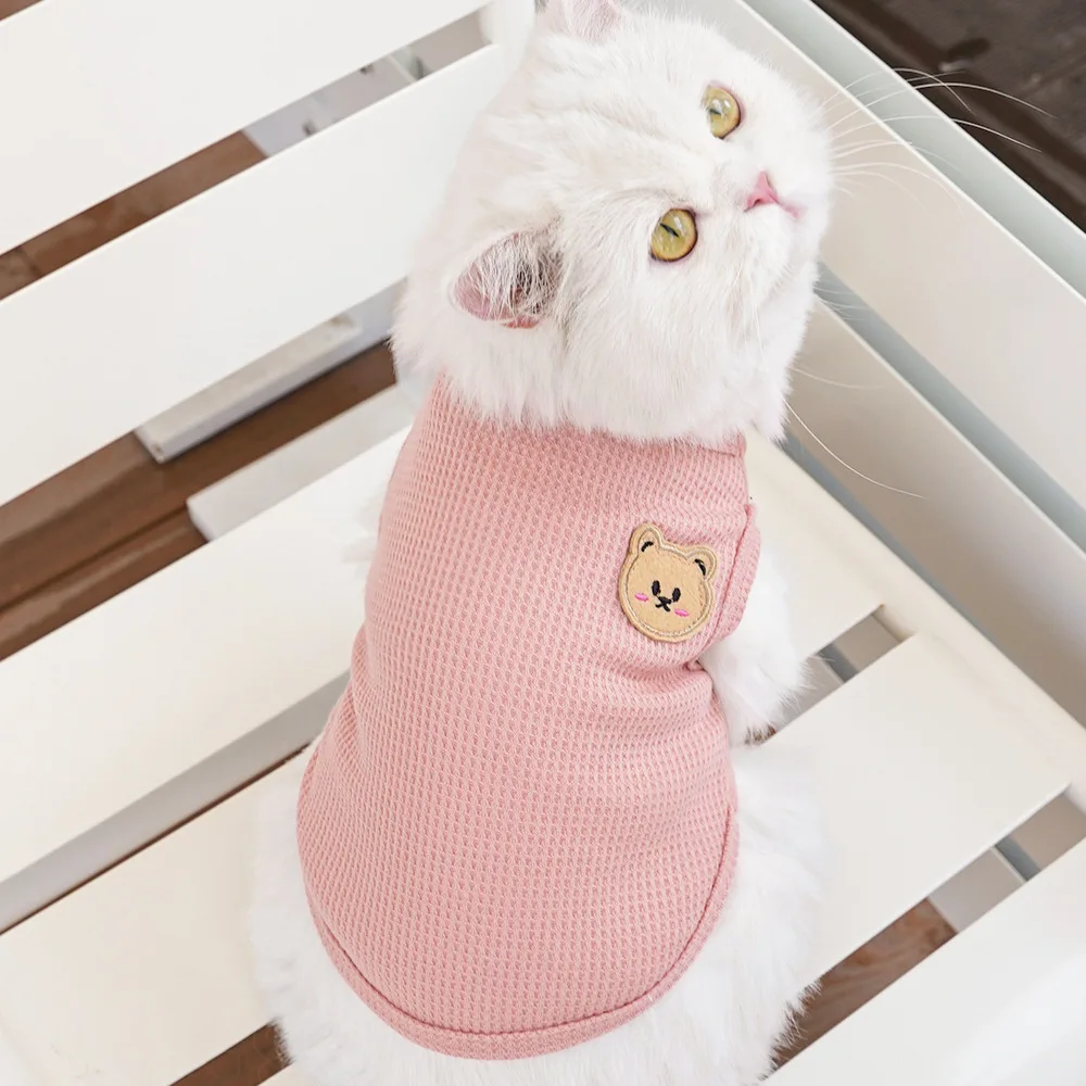 Cat Clothes Waffle Bear Pet Vest Summer Teddy Chihuahua Small Dog Two Legged Clothes Cat Puppy 1005006883294134