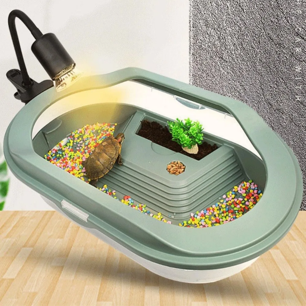 Turtle Tank Container Reptile Detachable House Easy to Change Water Plastic Habitat with Areas to 1005006884216771