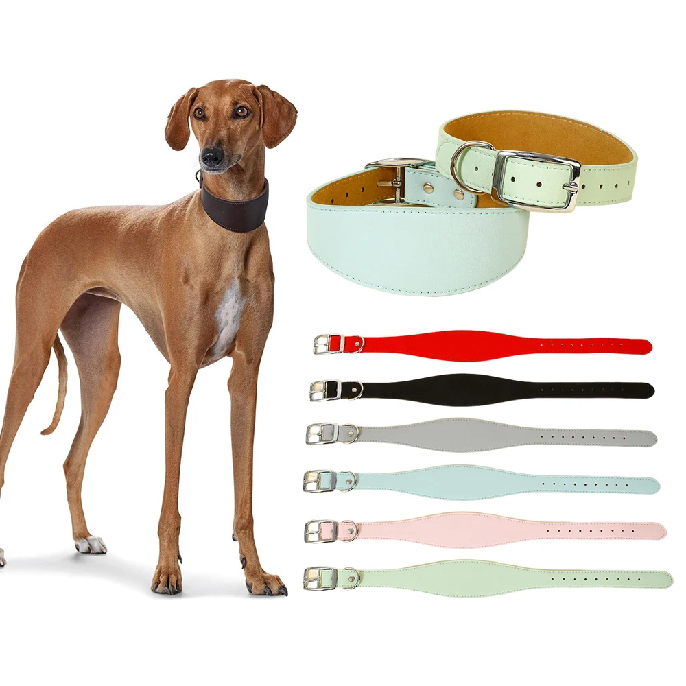 Adjustable Wide Padded Large Dog Collar Leather Hobble Straps Collars for Greyhounds Afghan Hounds 1005006896694733