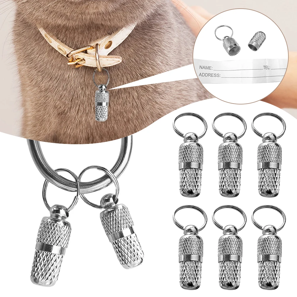 6pcs Pet ID Address Collar Pendant Dog Cat Storage Tube Anti Lost Address Label Mini Collar Tube 1005006904238749