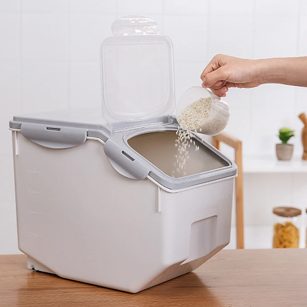 Dog Food Bucket Pet Food Storage Container Mothproof Leakproof Roller Base Sealed Solid Color Box 1005006909413119