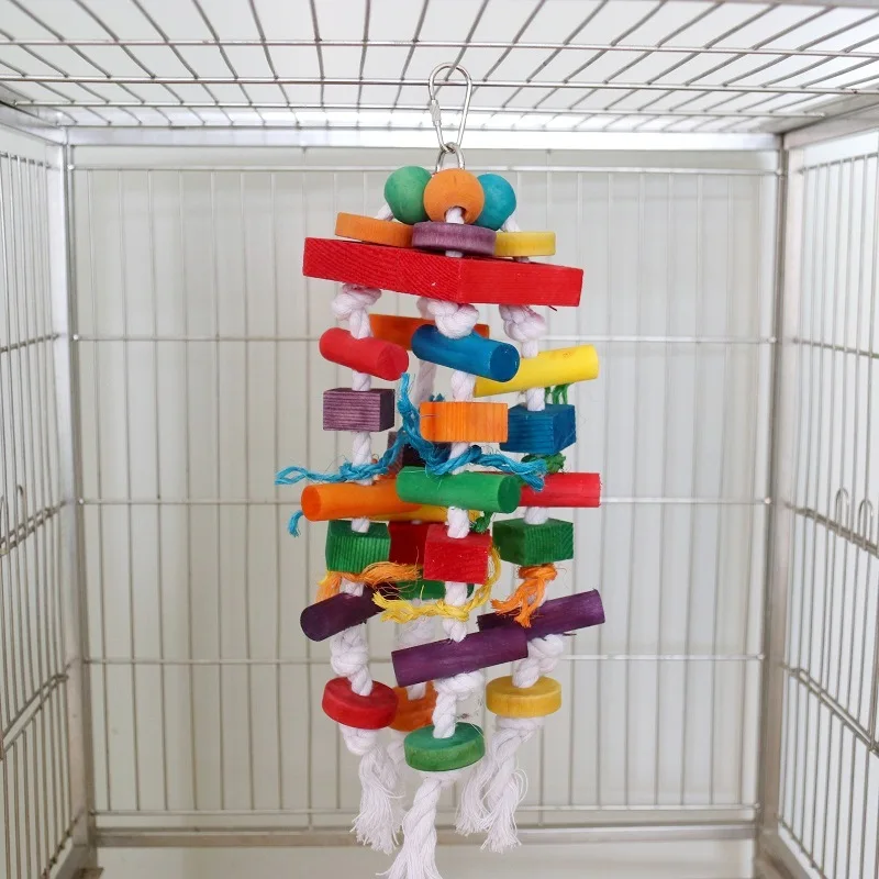 Parrot toys, Colorful wooden bird supplies, Unique shape, Diverse ways to play, Complete variety 1005006911838470