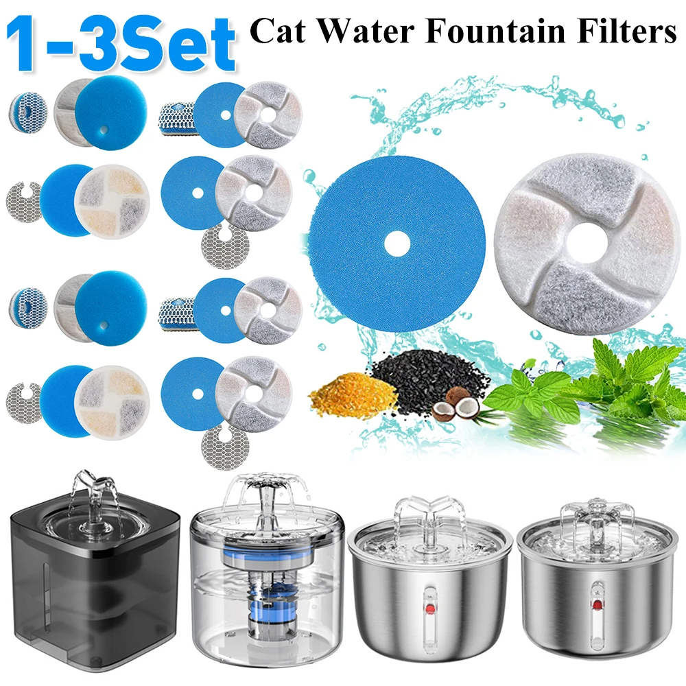 1/3set Cat Water Fountain Filters Replacement Activated Carbon Filter Element Cat Water Drinking 1005006942720957