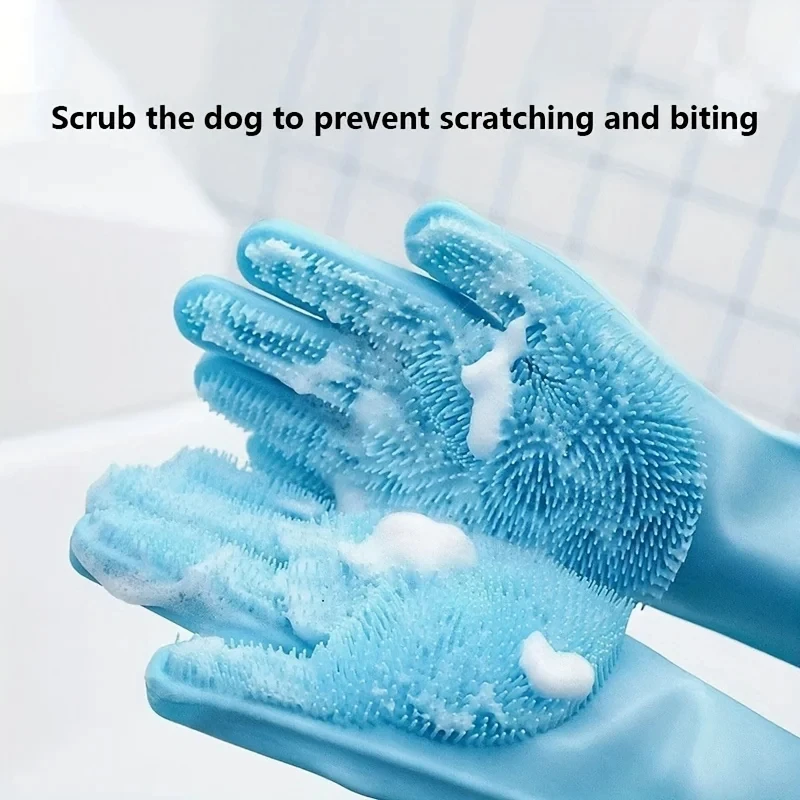 Pet Grooming Cleaning Gloves Dog Cat Bathing Shampoo Glove Scrubber Magic Dishwashing Cleanner 1005006943574342
