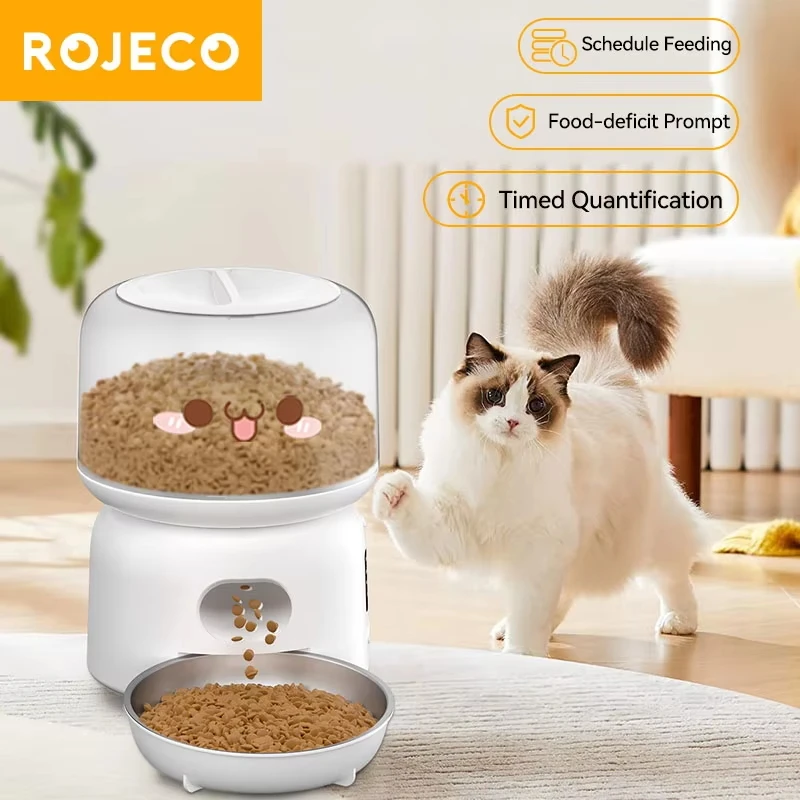 ROJECO Automatic Cat Feeder 3L Smart Pet Food Dispenser WiFi Button Auto Dog Feeder For Cats Pets 1005006946781079