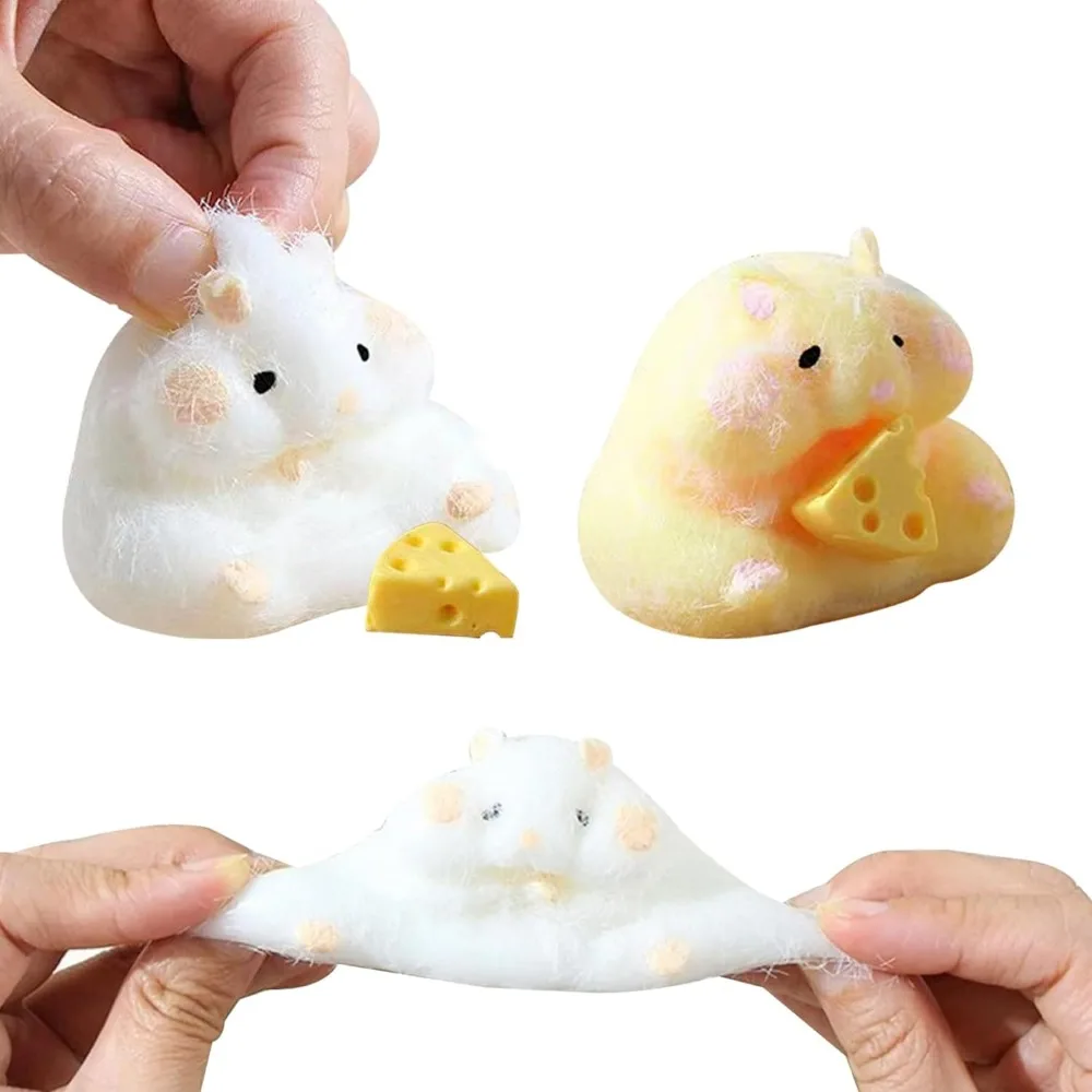 Squishy Hamster Toy with Cheese Cute Desktop Decor Funny Stress Reliever Decompression Fidget Toys 1005006948501574