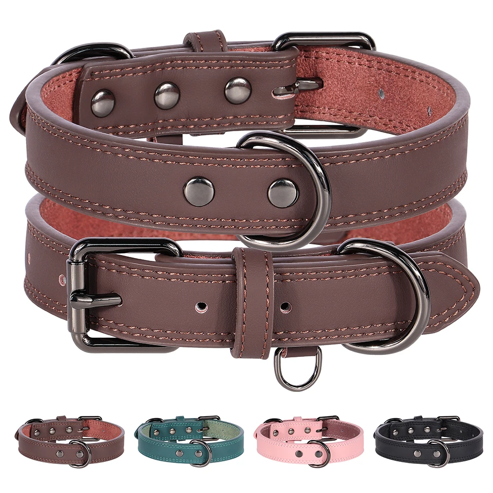 Soft Durable Real Leather Dog Collar Genuine Leather Pet Collars for Small Medium Large Dogs German 1005006954102317